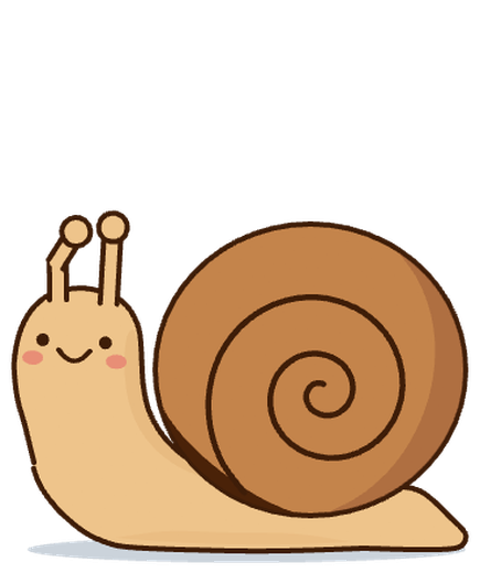 A small tan snail with a brown spiral shell, one eye-stalk bent in a wave.